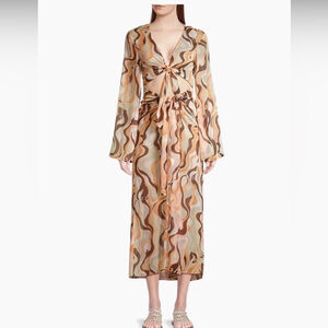 Cinq à Sept Canyon Swirl Talita Cover-Up, Natural Multi Color, Large, NWT